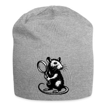Rat with magnifying glass motif - Jersey Beanie - heather grey - Front