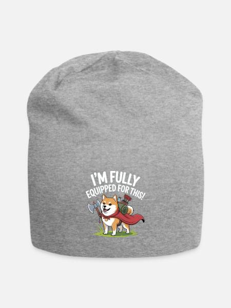 Ich bin voll ausgerüstet dafür- Lustiges RPG T-Shirt - Jersey-Beanie - Grau meliert