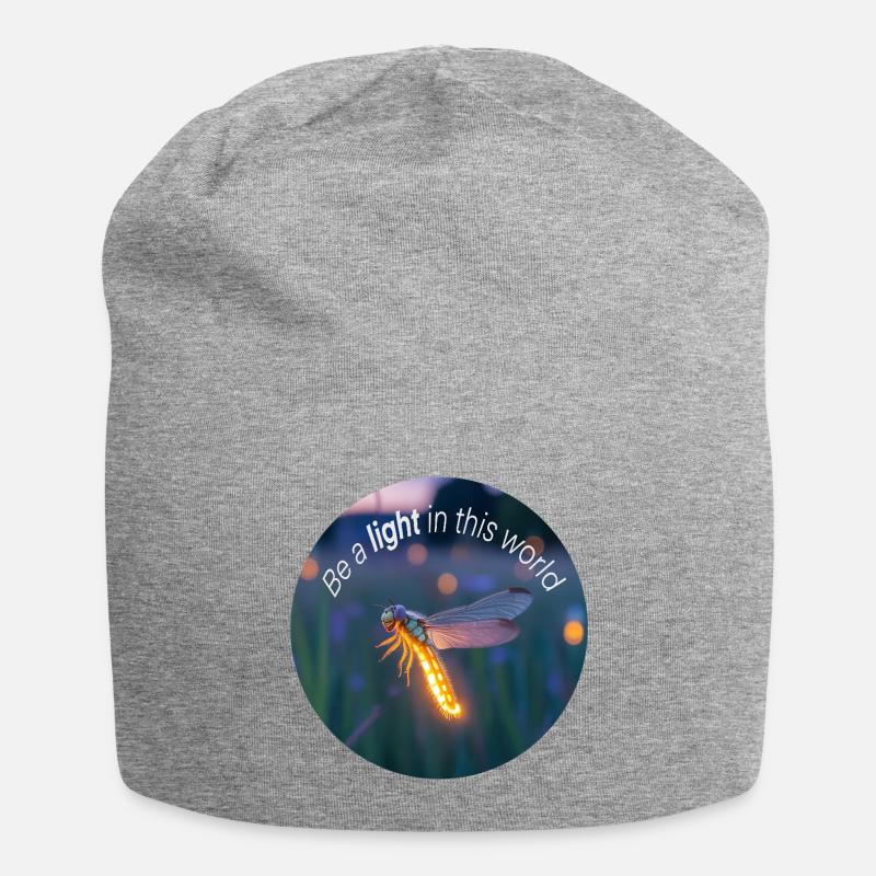 Glowing firefly with a positive message - Jersey Beanie - heather grey
