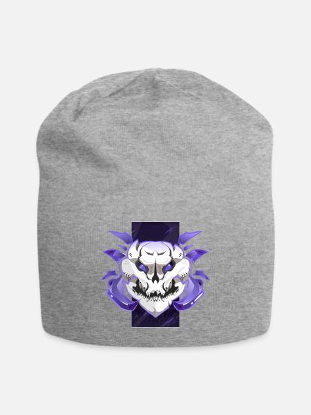 Cyber Skull – Neon Lila Design - Jersey-Beanie - Grau meliert