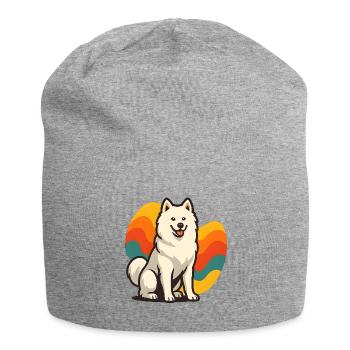 Chien Samoyède Prisme Retro Wave - Bonnet en jersey - gris chiné - Devant