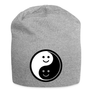 Yin Yang avec Smileys | Symbole de solde positif - Bonnet en jersey - gris chiné - Devant