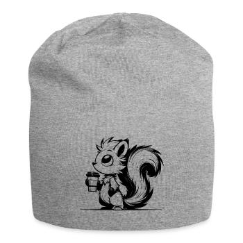 Eichhörnchen im Koffeinrausch - Bin schon wach - Jersey-Beanie - Grau meliert - Vorne