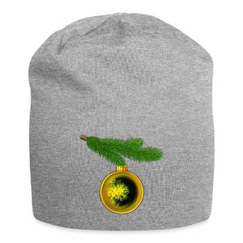 Boule de Noël avec des anémones crustacées sur une branche de sapin - Bonnet en jersey - gris chiné - Devant