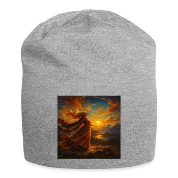 Sunset Gown in Amber Light - Jersey Beanie - heather grey - Front