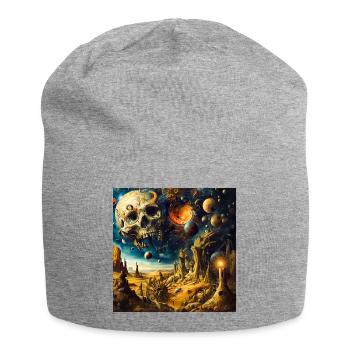Kosmische Skelettlandschaft - Jersey-Beanie - Grau meliert - Vorne