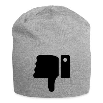 Dislike Hand, Hater Symbol, Thumbs Down - Jersey Beanie - heather grey - Front