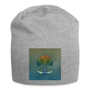 Braided Rainbow Tree - Jersey Beanie - heather grey - Front