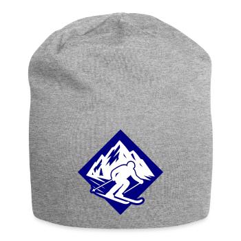 Ski Sport Silhouette Mountains - Jersey Beanie - heather grey - Front