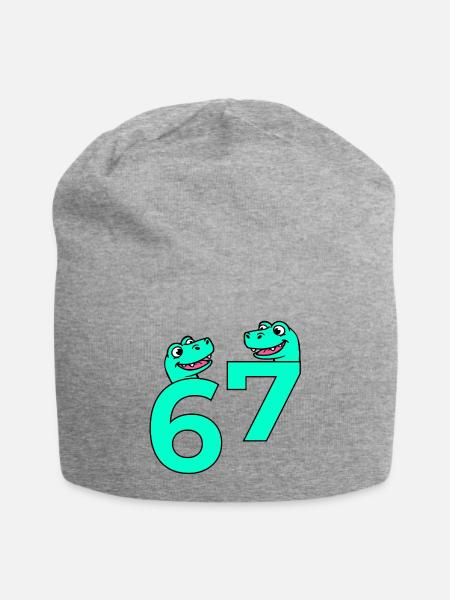 Nummer sieben sechs 67 Tiere - Jersey-Beanie - Grau meliert