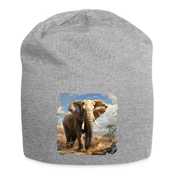 Afrikanischer Elefant im Sonnenlicht - Jersey-Beanie - Grau meliert - Vorne