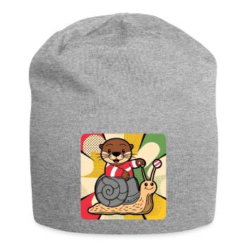Les loutres en excursion d’escargots - Bonnet en jersey - gris chiné - Devant