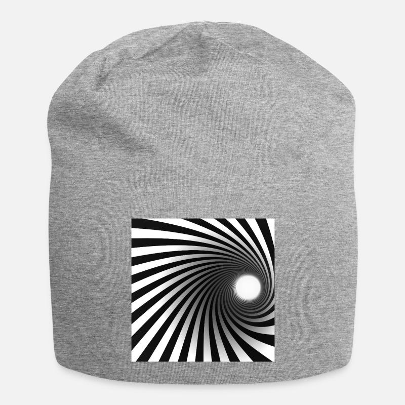Black White Spiral Vortex - Jersey Beanie - heather grey