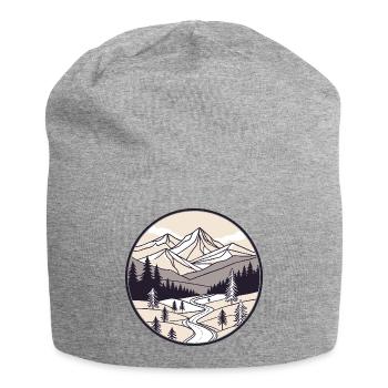 Mountains and Pines Circle - Jersey Beanie - heather grey - Front