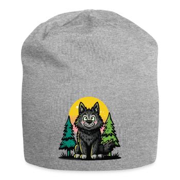 Waldwolf im Sonnenkreis - Jersey-Beanie - Grau meliert - Vorne