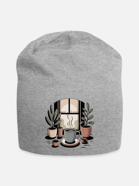 Coffee Simple Living Anti Hustle Ruhe - Jersey-Beanie - Grau meliert