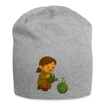 Petit écologiste qui verse le globe - Bonnet en jersey - gris chiné - Devant