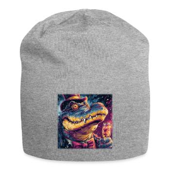 Gentleman Crocodile avec haut-de-forme et champus - Bonnet en jersey - gris chiné - Devant