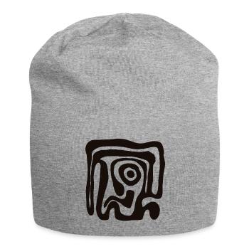 Spirale abstraite noire - Bonnet en jersey - gris chiné - Devant