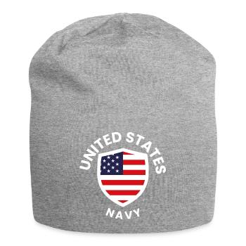 U.S. Flag Shield Navy - Jersey Beanie - heather grey - Front
