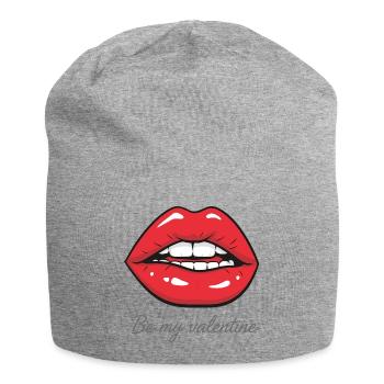 Be my Valentine – Sexy Red Lips Design - Jersey Beanie - heather grey - Front
