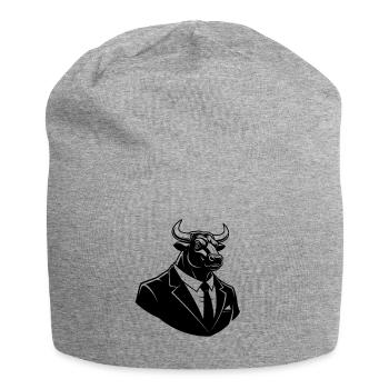 Taureau en costume – Motif d’animal d’affaires - Bonnet en jersey - gris chiné - Devant