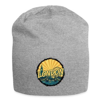 London City Skyline Tower Bridge Retro-Abzeichen - Jersey-Beanie - Grau meliert - Vorne