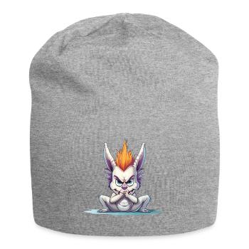 Wütendes Mohawk Häschen - Jersey-Beanie - Grau meliert - Vorne