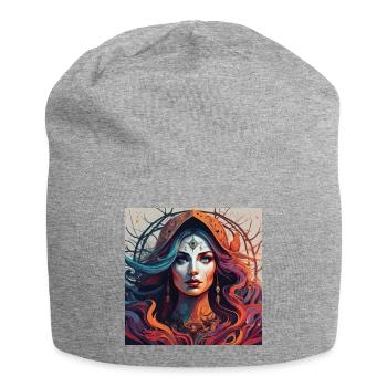 Third Eye magic. Fiery Mystic Portrait - Jersey Beanie - heather grey - Front