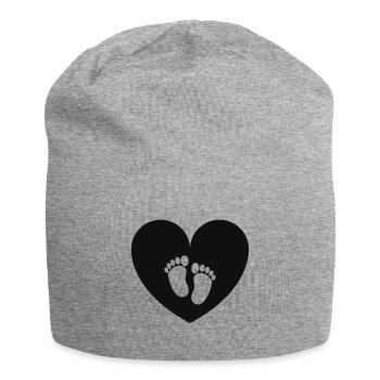 Baby-Fußabdruck - Jersey-Beanie - Grau meliert - Vorne