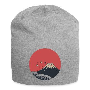 Mount Fuji Red Smile - Jersey Beanie - heather grey - Front