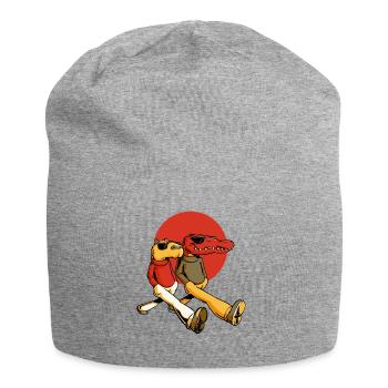 Capybara und Gator - Jersey-Beanie - Grau meliert - Vorne