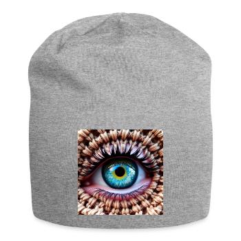 Colored Eye in Braided Net - Jersey Beanie - heather grey - Front