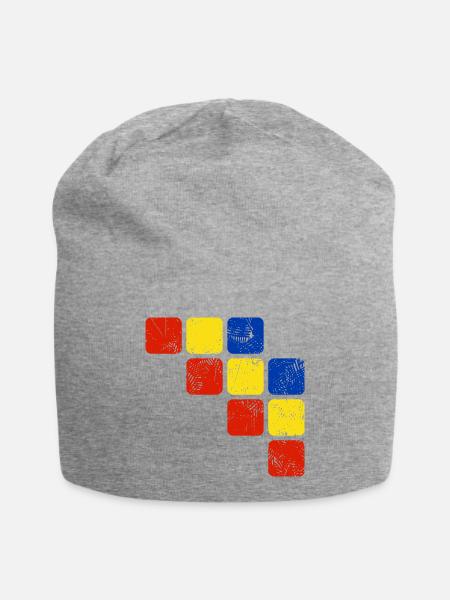 Farben Ornament Muster - Grundfarben - Jersey-Beanie - Grau meliert
