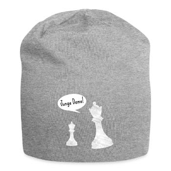 Junge Dame lustiger Spruch Schach zweideutig - Jersey-Beanie - Grau meliert - Vorne