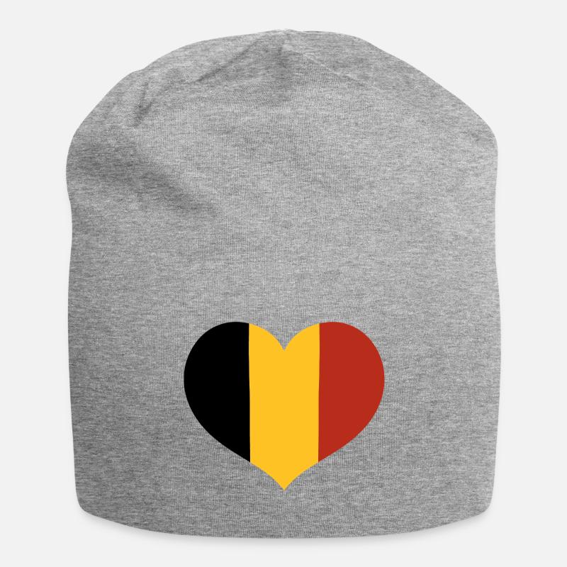 Herz der belgischen Flagge - Jersey-Beanie - Grau meliert