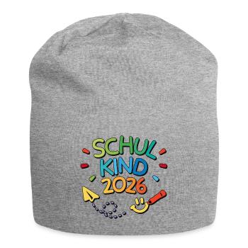 School Child 2026 School Enrollment Back to School First Class - Jersey Beanie - heather grey - Front