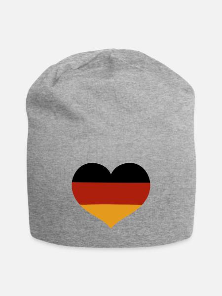 Deutsche herzförmige Flagge - Jersey-Beanie - Grau meliert