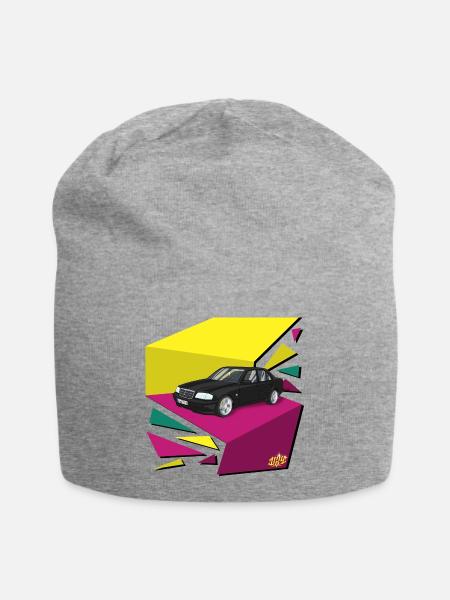 Schwarzer Wagen Neon-Geometrie - Jersey-Beanie - Grau meliert