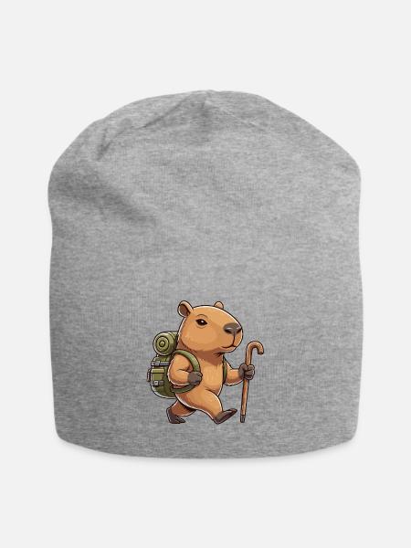 Niedliches Wandern Capybara Nager-Trekking-Kunst - Jersey-Beanie - Grau meliert