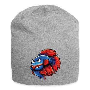 Betta bleu rouge - Bonnet en jersey - gris chiné - Devant