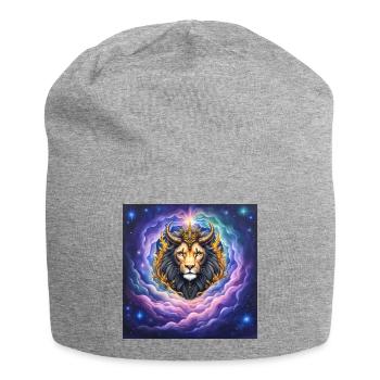 Celestial Lion with Golden Crown - Jersey Beanie - heather grey - Front