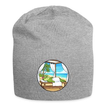 Beach Spa Frog Amphibian Relaxing Art - Jersey Beanie - heather grey - Front