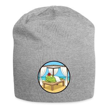 Beach Spa Frog Amphibian Relaxing Art - Jersey Beanie - heather grey - Front