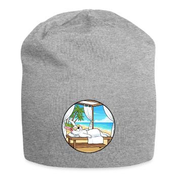 Beach Spa Rabbit Bunny Relaxing Art - Jersey Beanie - heather grey - Front