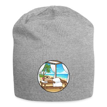 Beach Spa Otter Animal Relaxing Art - Jersey Beanie - heather grey - Front