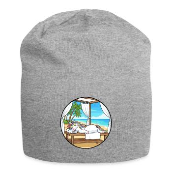 Beach Spa Unicorn Magical Relaxing Art - Jersey Beanie - heather grey - Front