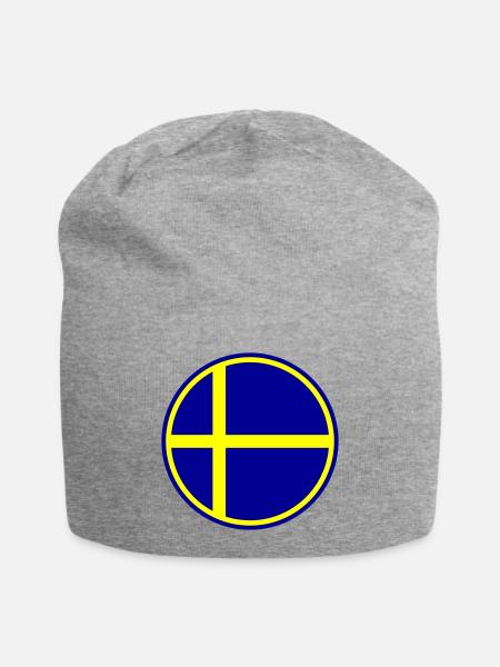 Schweden Flagge Kreis Symbol - Jersey-Beanie - Grau meliert