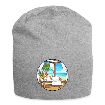Beach Spa Corgi Dog Relaxing Art - Jersey Beanie - heather grey - Front