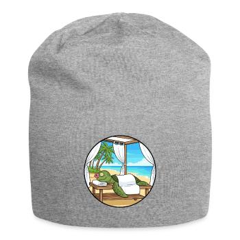 Beach Spa Turtle Animal Relaxing Art - Jersey Beanie - heather grey - Front